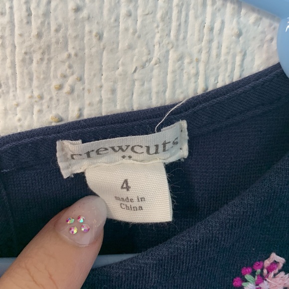 Crewcuts Floral Embroidered Navy Dress Sz 4 - Picture 3 of 5